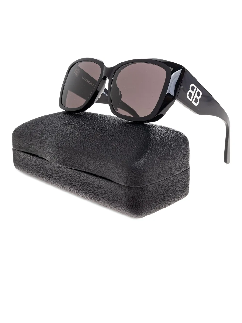 Солнцезащитные очки в прямоугольной оправе с логотипом BB Balenciaga Eyewear, черный — фото 2
