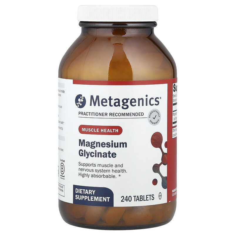 

Metagenics, глицинат магния, 100 мг, 240 таблеток