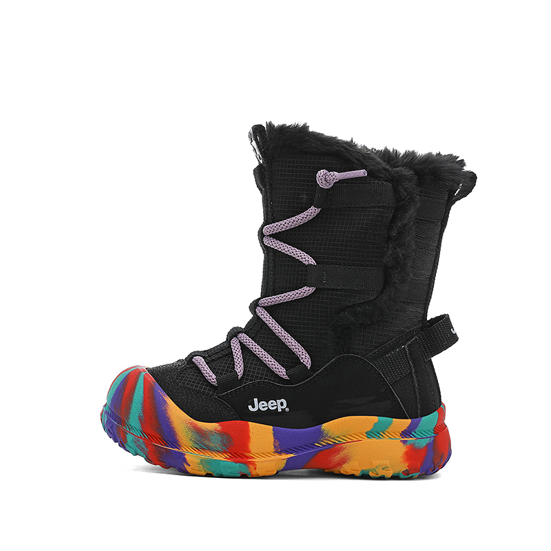 

Термостойкие амортизирующие противоскользящие антиударные детские хлопковые ботинки Jeep, hyacinth фиолетовый/obsidian черный