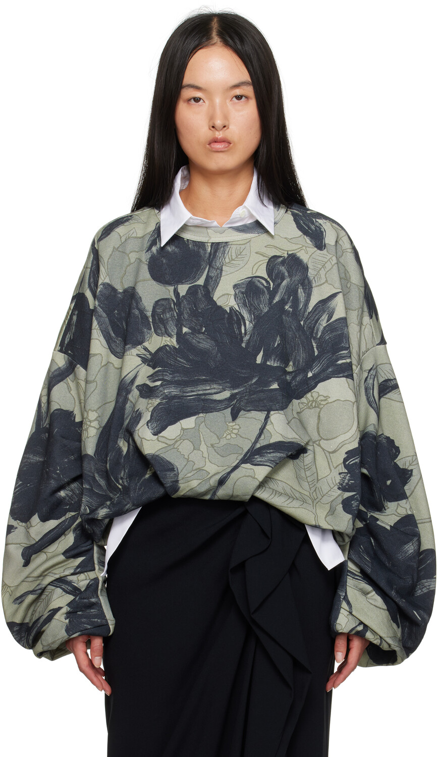 

Зеленый драпированный свитшот Dries Van Noten