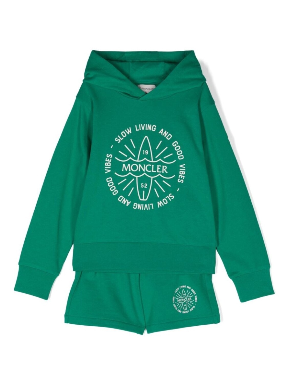 

Moncler Enfant комплект из шортов и футболки с логотипом, зеленый