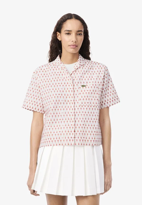 Блузка Lacoste Blanc/Marron Id, с пуговицами, принт