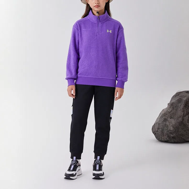 Трикотажные спортивные штаны для детей Under Armour свободного кроя с начесом черные — фото 3