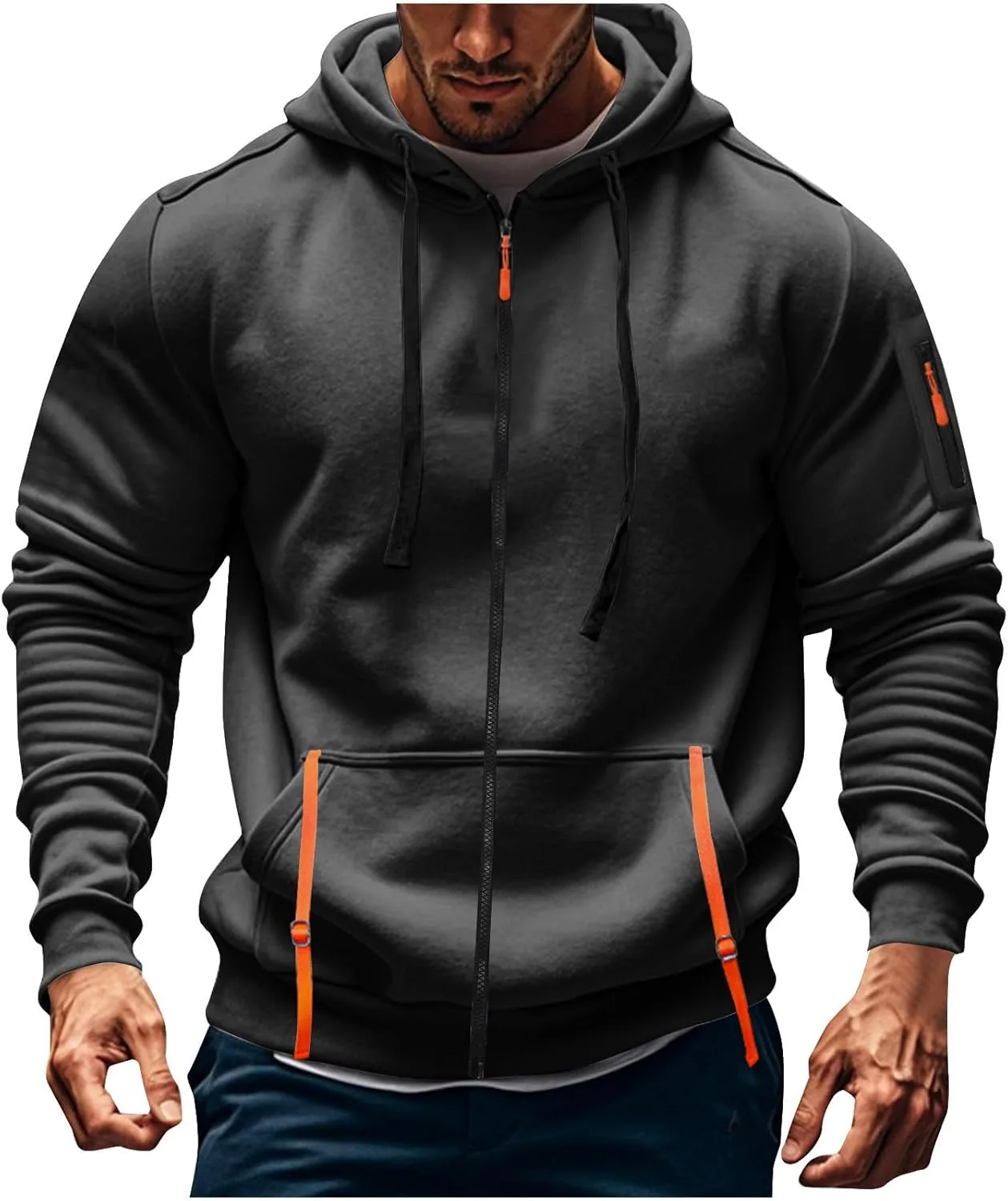 

Толстовка с капюшоном для мужчин, на молнии, с карманами Floleo