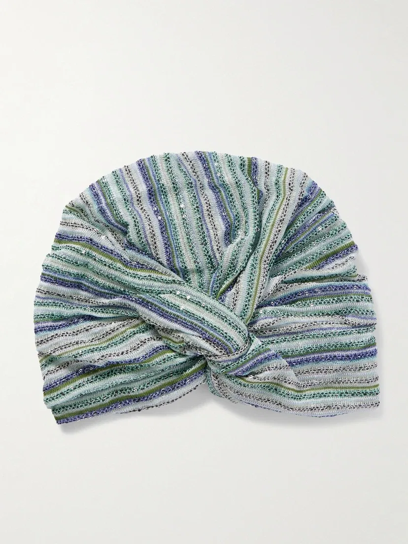 Тюрбан из металлизированного трикотажа, расшитый пайетками Missoni, мультиколор