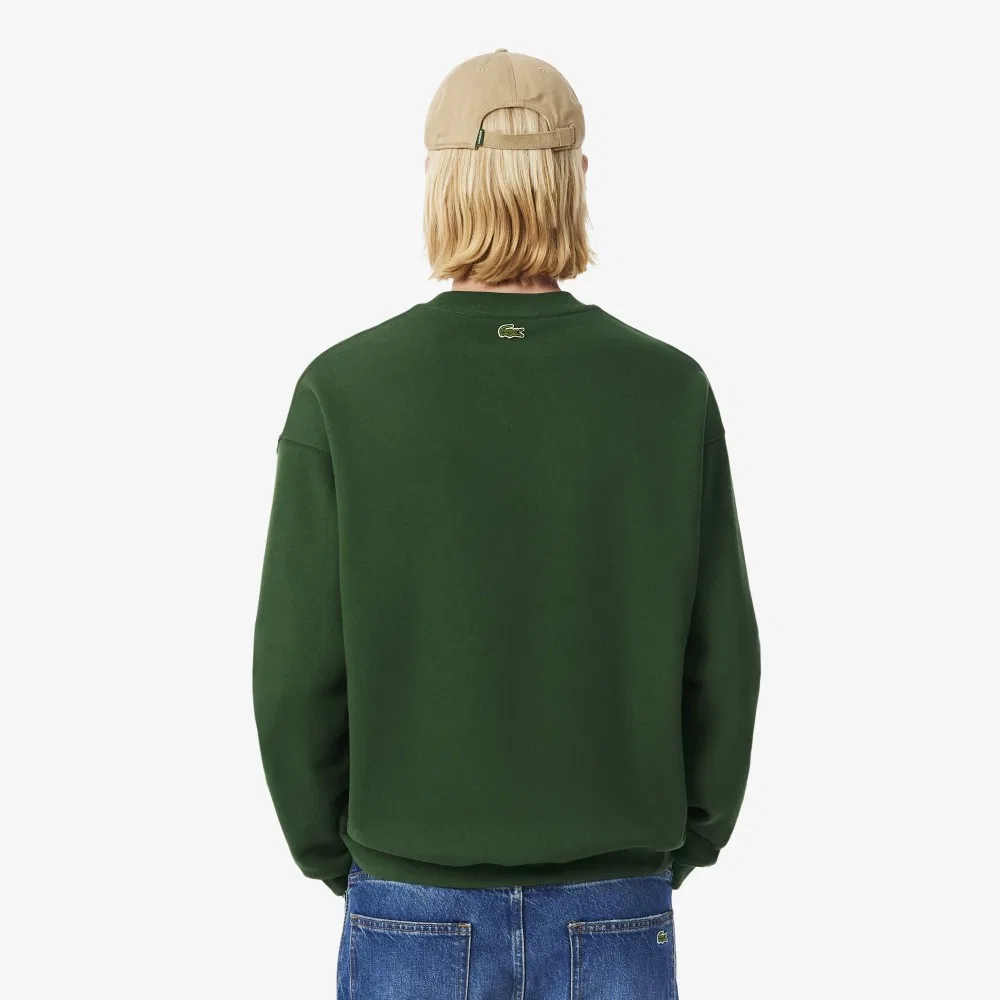 Мужской свитшот Lacoste Big Graphic Loose Fit Crew Neck, зелёный — фото 4