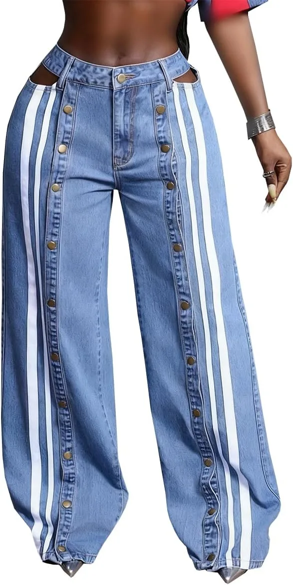 

Женские джинсы с высокой талией и широкими штанинами TACSTRUN