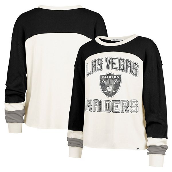 

Женский кроп-топ '47 Cream Las Vegas Raiders Double Header Curve Raglan с длинными рукавами 47 Brand
