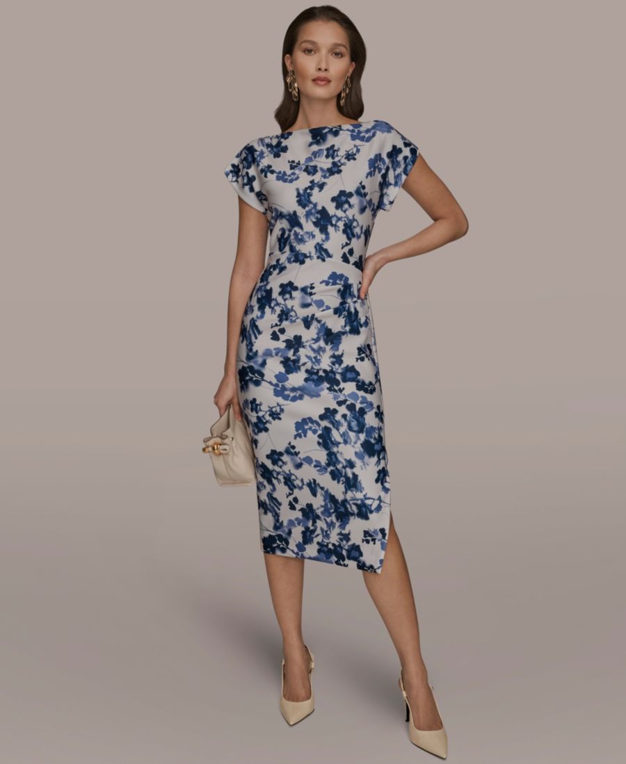 

Женское миди-платье с вырезом-лодочкой Donna Karan New York, White