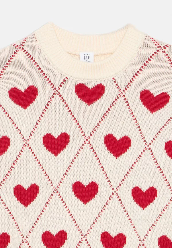 Свитер с круглым вырезом для младенцев и малышей Gap, Off White/Red — фото 3