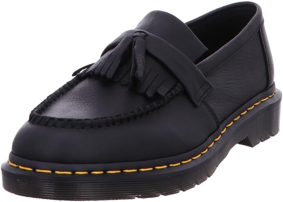

Dr. Martens Unisex-Adult Adrian Yellow Stitch Leather Loafers, Black