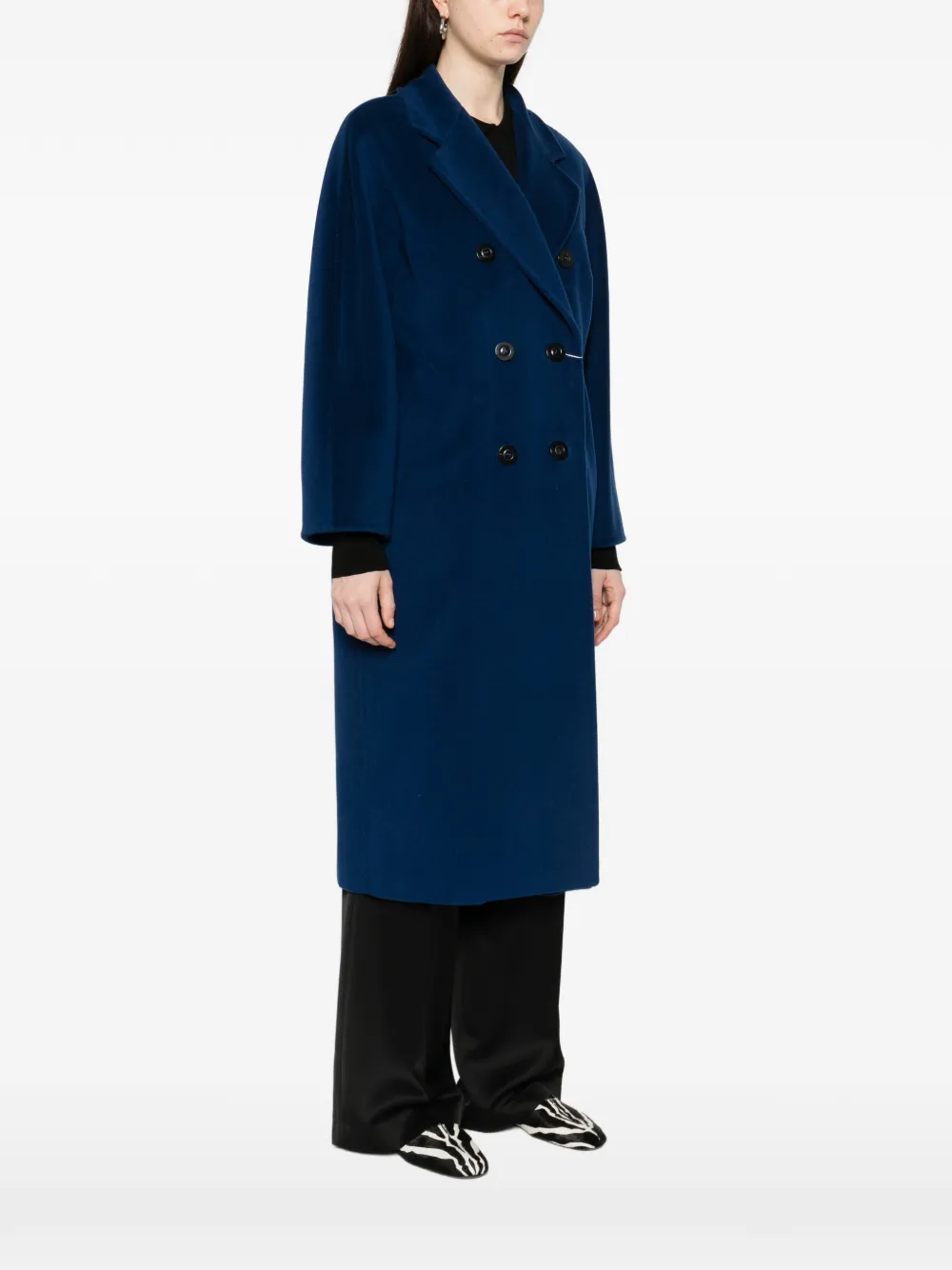 Двубортное пальто на пуговицах с поясом Max Mara, синий — фото 3