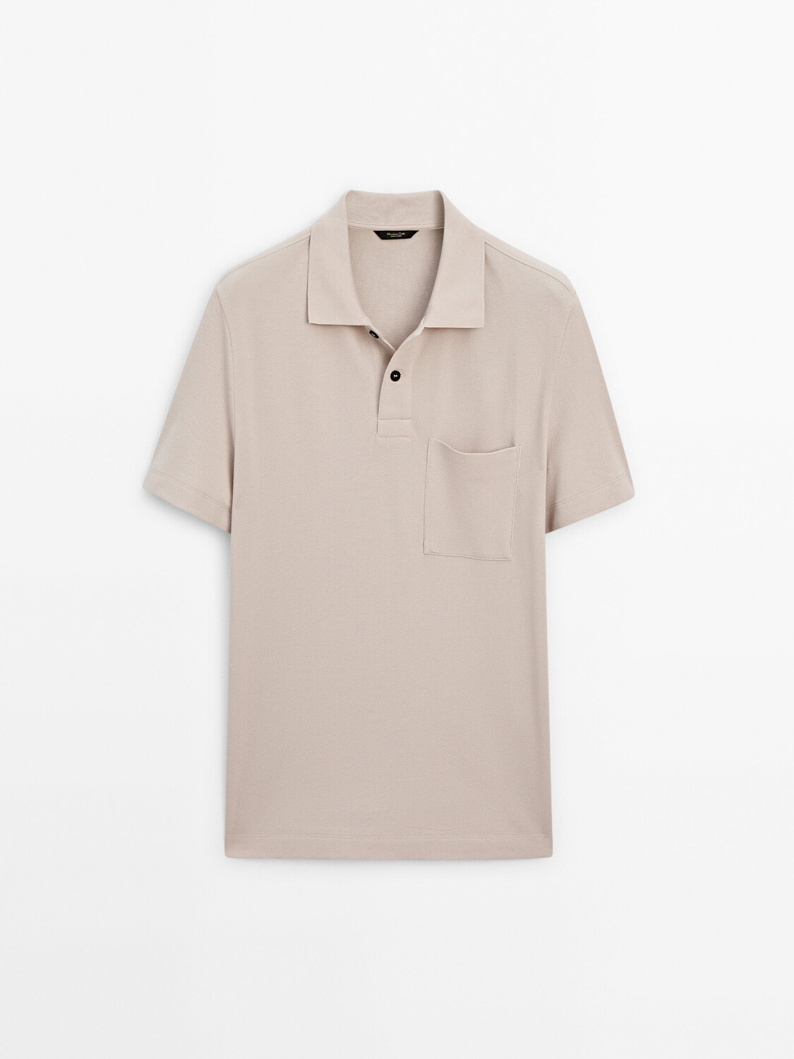 

ДУбль Рубашка-Поло из фактурного хлопка с карманом Massimo Dutti, бежевый