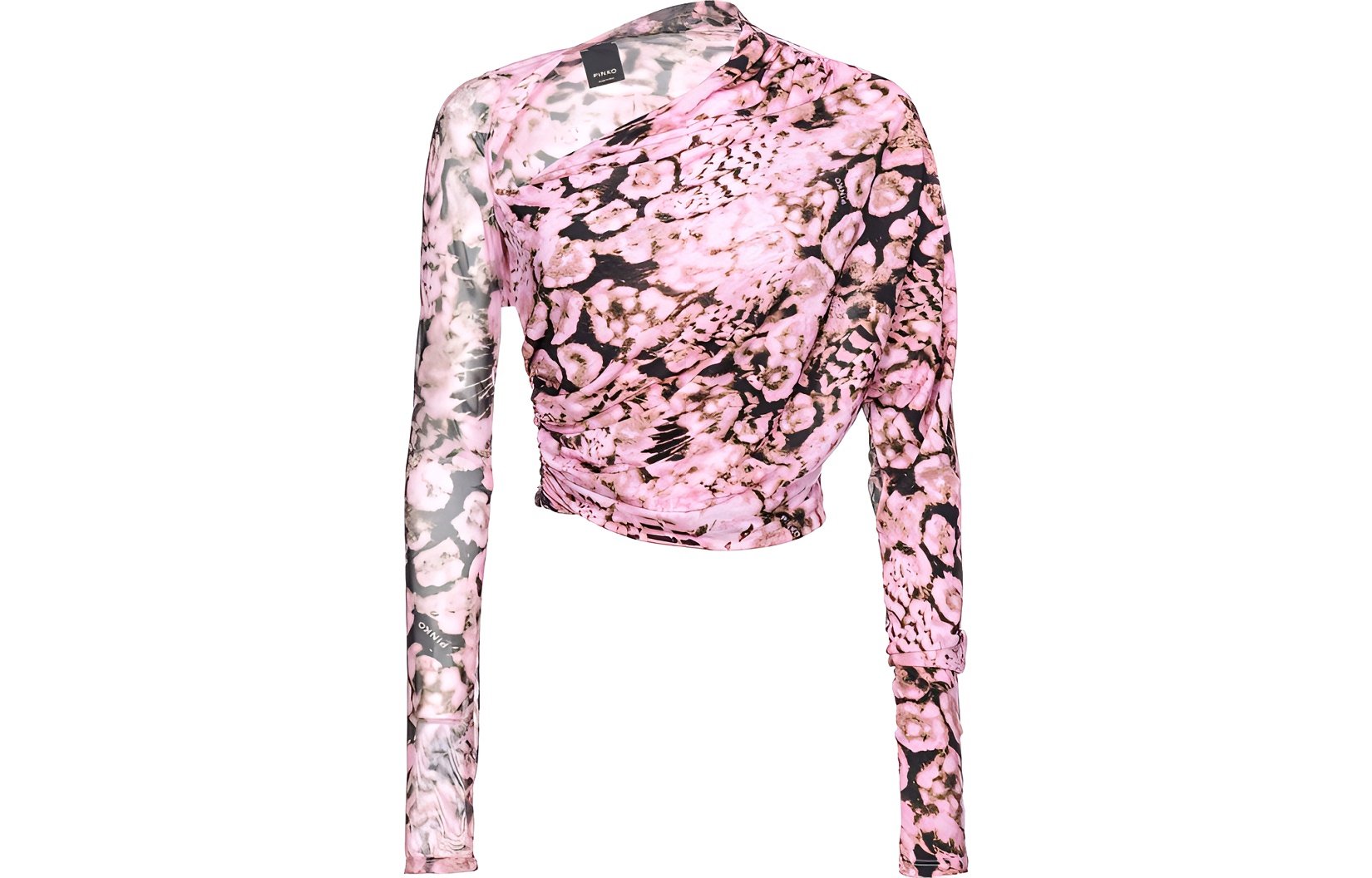 

Футболка с принтом и сборками укороченная PINKO, розово-фиолетовая