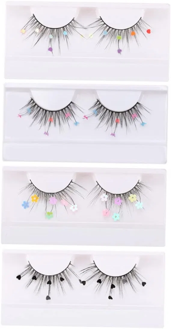 Ресницы накладные Beaupretty с блестками, бабочки и цветы, 4 пары