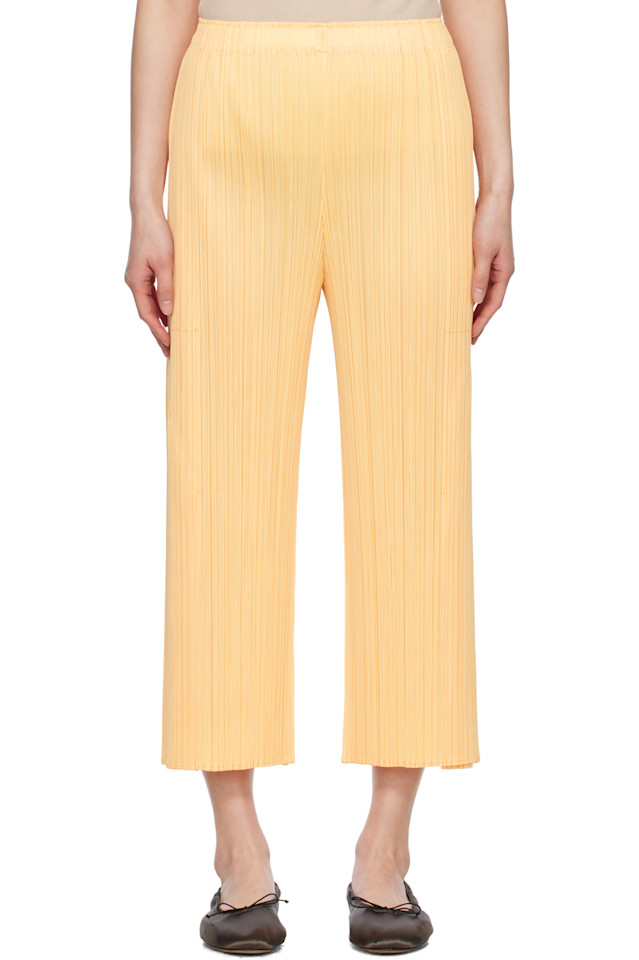 

Ежемесячные цвета мартовские брюки Pleats Please Issey Miyake, желтый