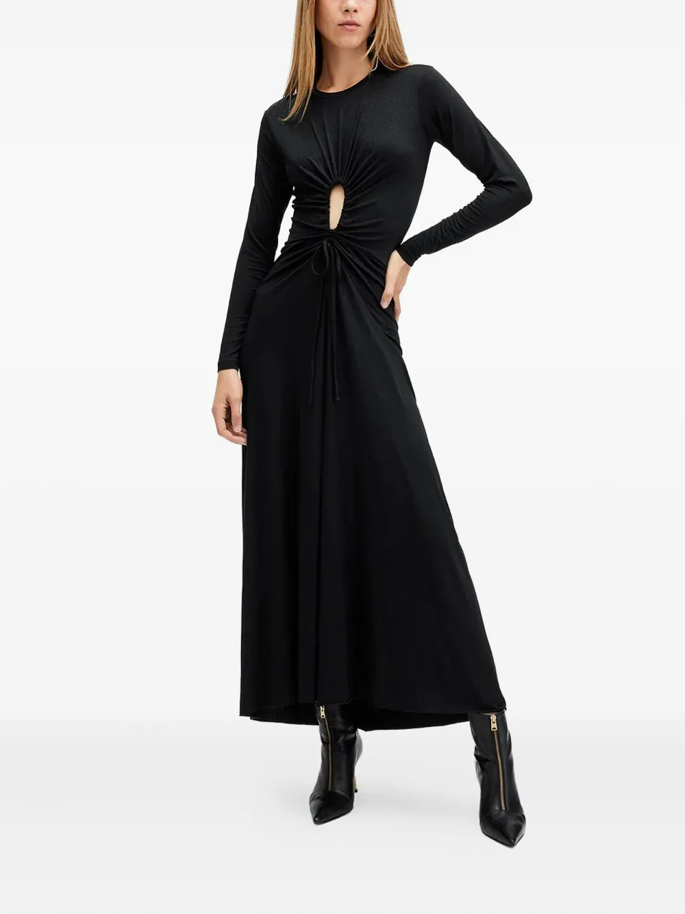 

Платье макси со сборками AllSaints, черный