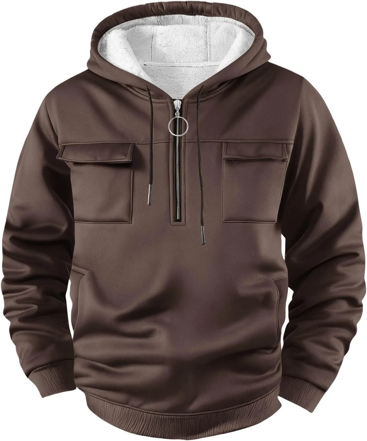Толстовка с капюшоном Quarter Zip, утепленная флисом, с карманами