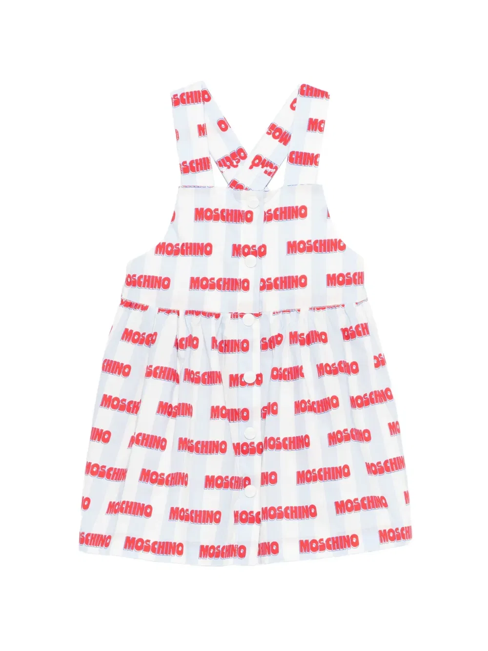 Платье в полоску с логотипом Moschino Kids, белый