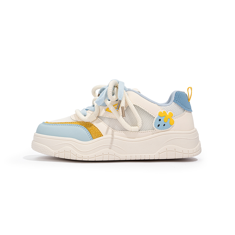 

Нескользящие, дышащие, легкие, амортизирующие низкие детские кроссовки для скейтбординга Babaya, белый/синий