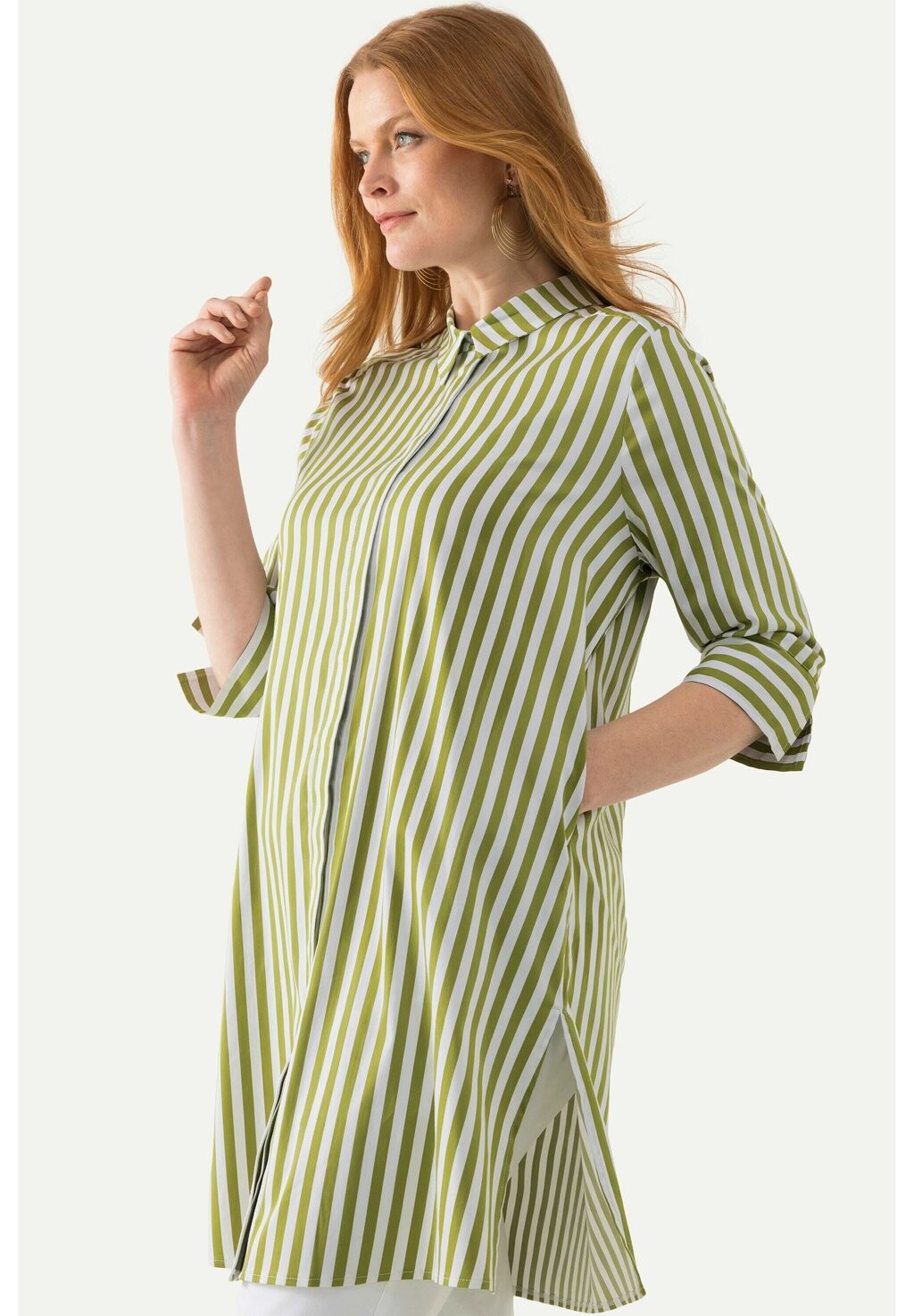 

Блузка на пуговицах LONGLINE STRIPED Ulla Popken, зеленый