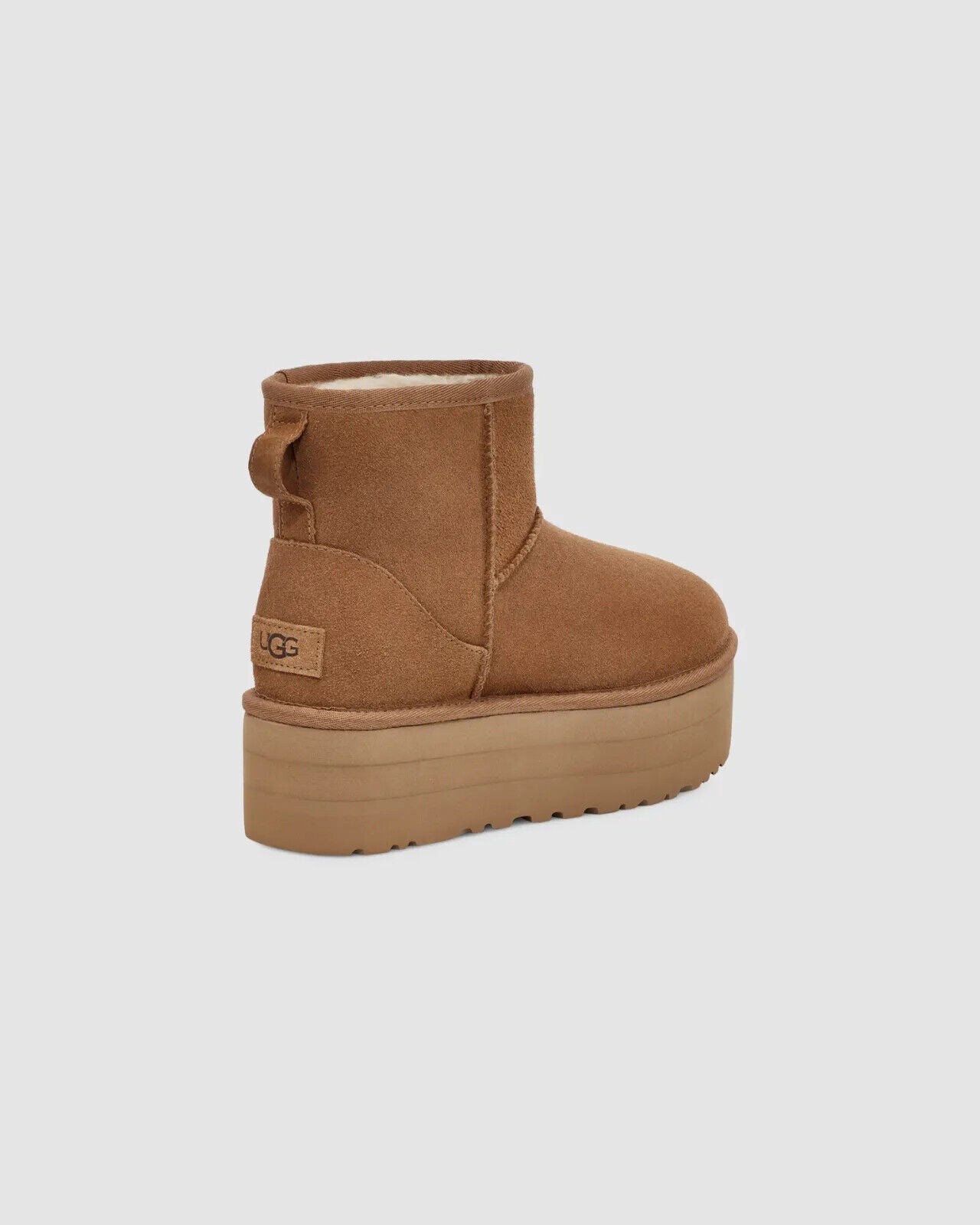 UGG Classic Mini Platform 1134991-CHE Женские каштановые замшевые удобные короткие сапоги, коричневый — фото 4
