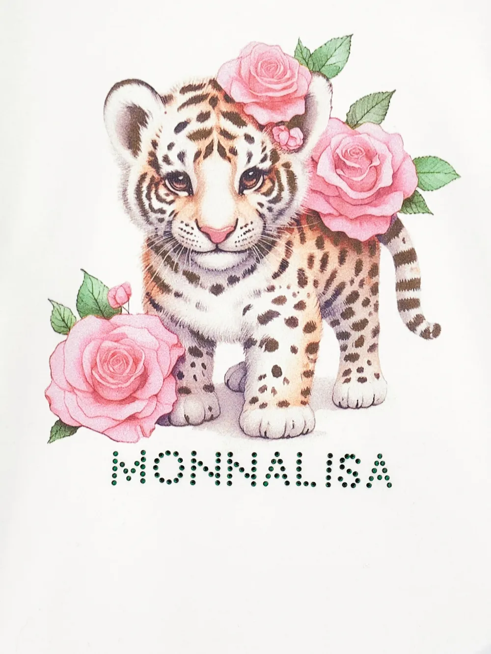 Топ с длинными рукавами и графичным принтом Monnalisa, белый — фото 3