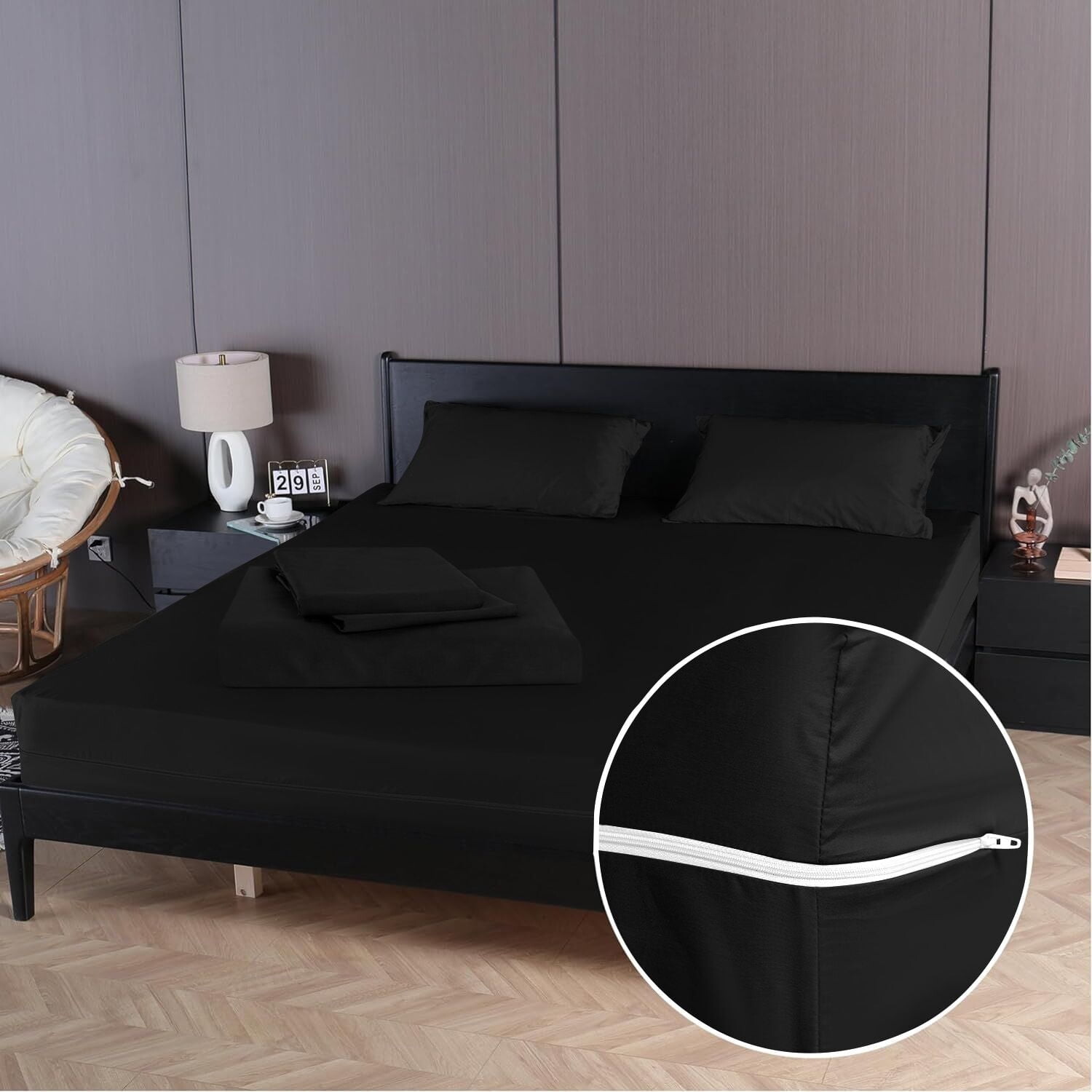 

Комплект простыней на молнии D.N.G. Beddings, черный