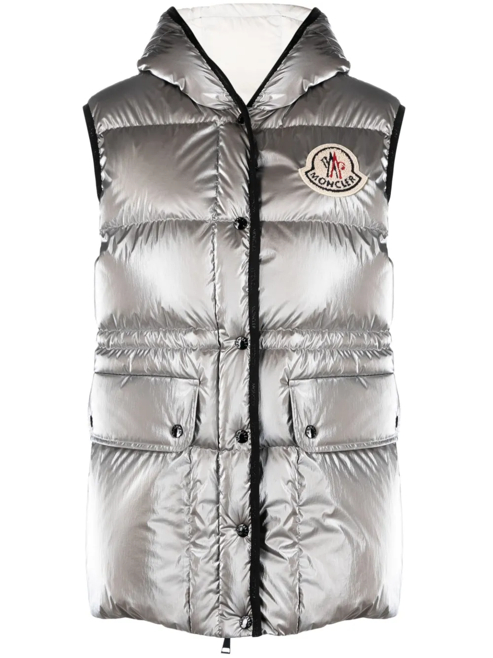 

Дутый жилет Hera с капюшоном MONCLER, серебяный