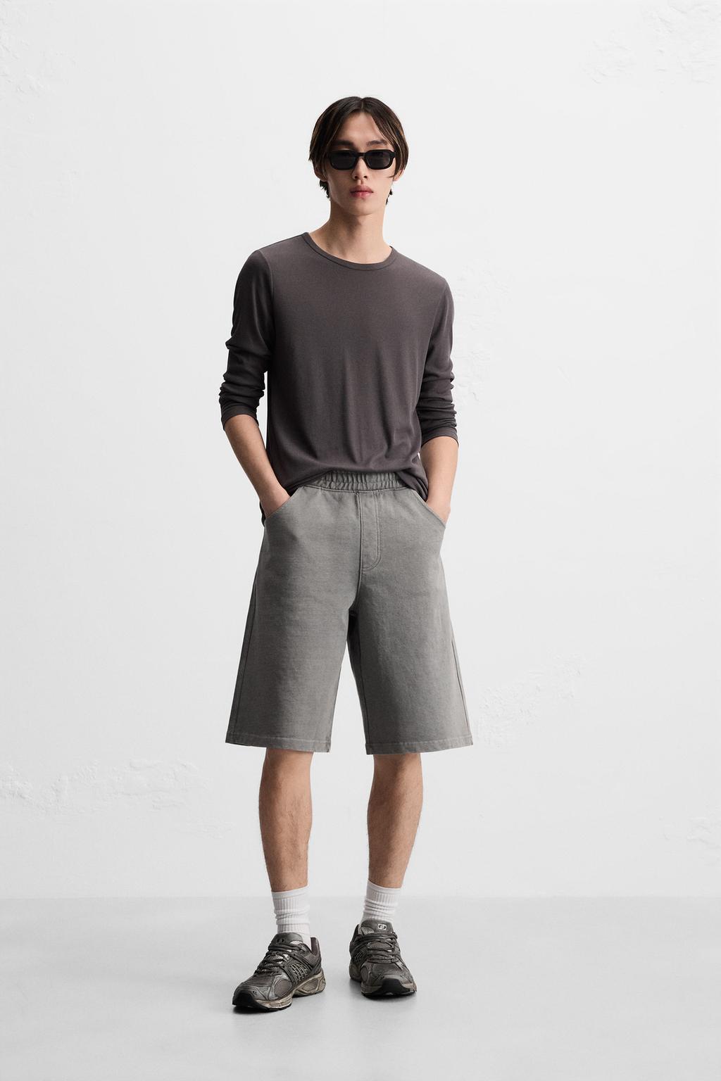 

Мешковатые шорты-бермуды для бега трусцой ZARA, цвет Light grey