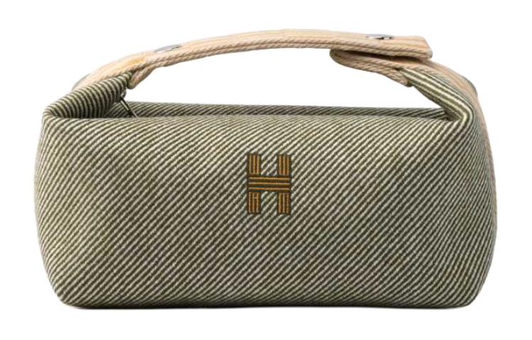 

HERMES Сумка косметичка женская малая из шерсти саржи лесной зелёный, Forest Green