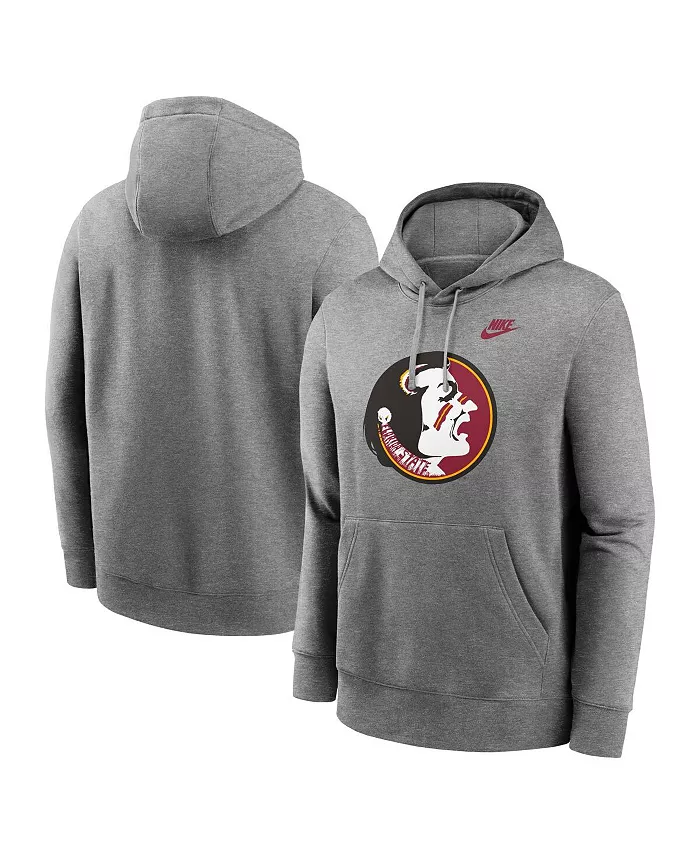 

Мужская толстовка с капюшоном Florida State Seminoles Legacy Logo Club Fleece, цвет вересково-серый Nike