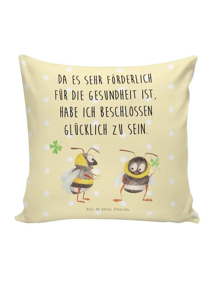 

Подушка Mr & Mrs Panda 40x40 Hummeln Kleeblatt, пастельно-желтый