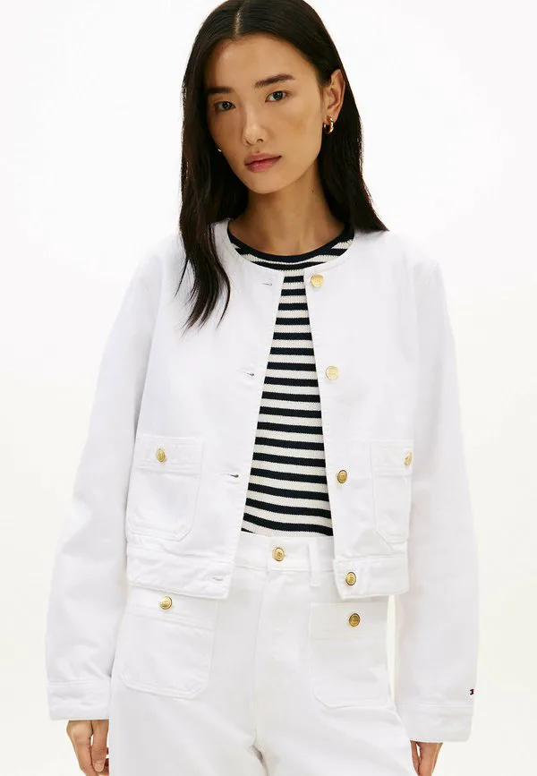 Джинсовая куртка без воротника на пуговицах Tommy Hilfiger, Optic White