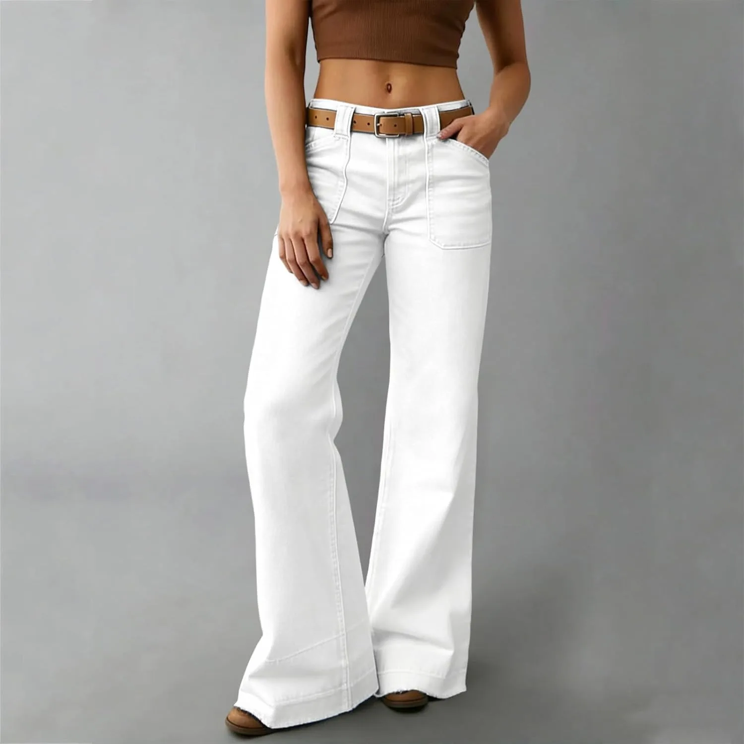 Джинсы Casual для женщин Stretchy High Waisted Wide Leg — фото 2