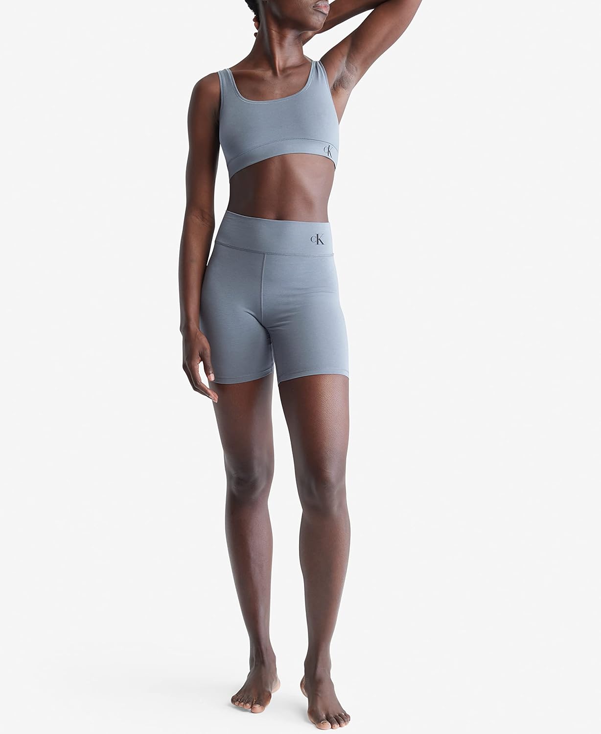 Calvin Klein женские шорты для сна из натурального хлопка стретч Flex, Asphalt Grey — фото 4