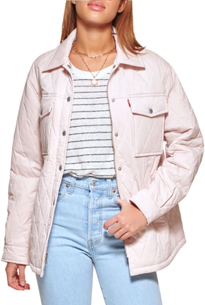 

Levi's Женская стеганая куртка-рубашка с бриллиантовым узором, Peach Blush