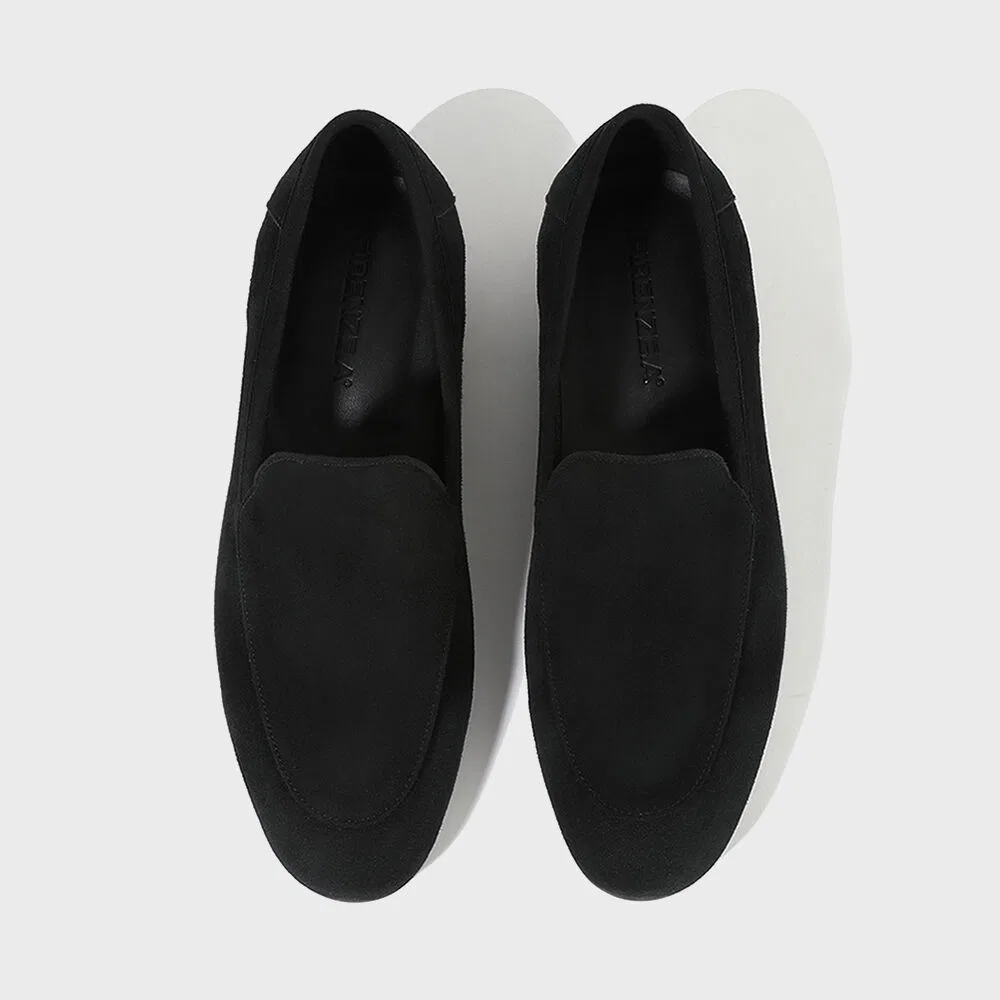 Мужские чёрные замшевые лоферы Minimal Round Toe от Firenze.A