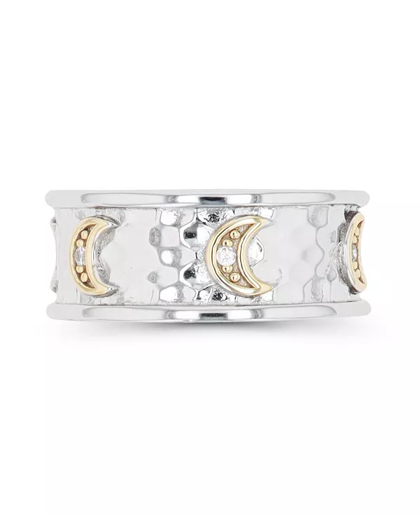 

Кольцо с двухцветной чеканкой в виде полумесяцев из кубического циркония Macy'S, silver