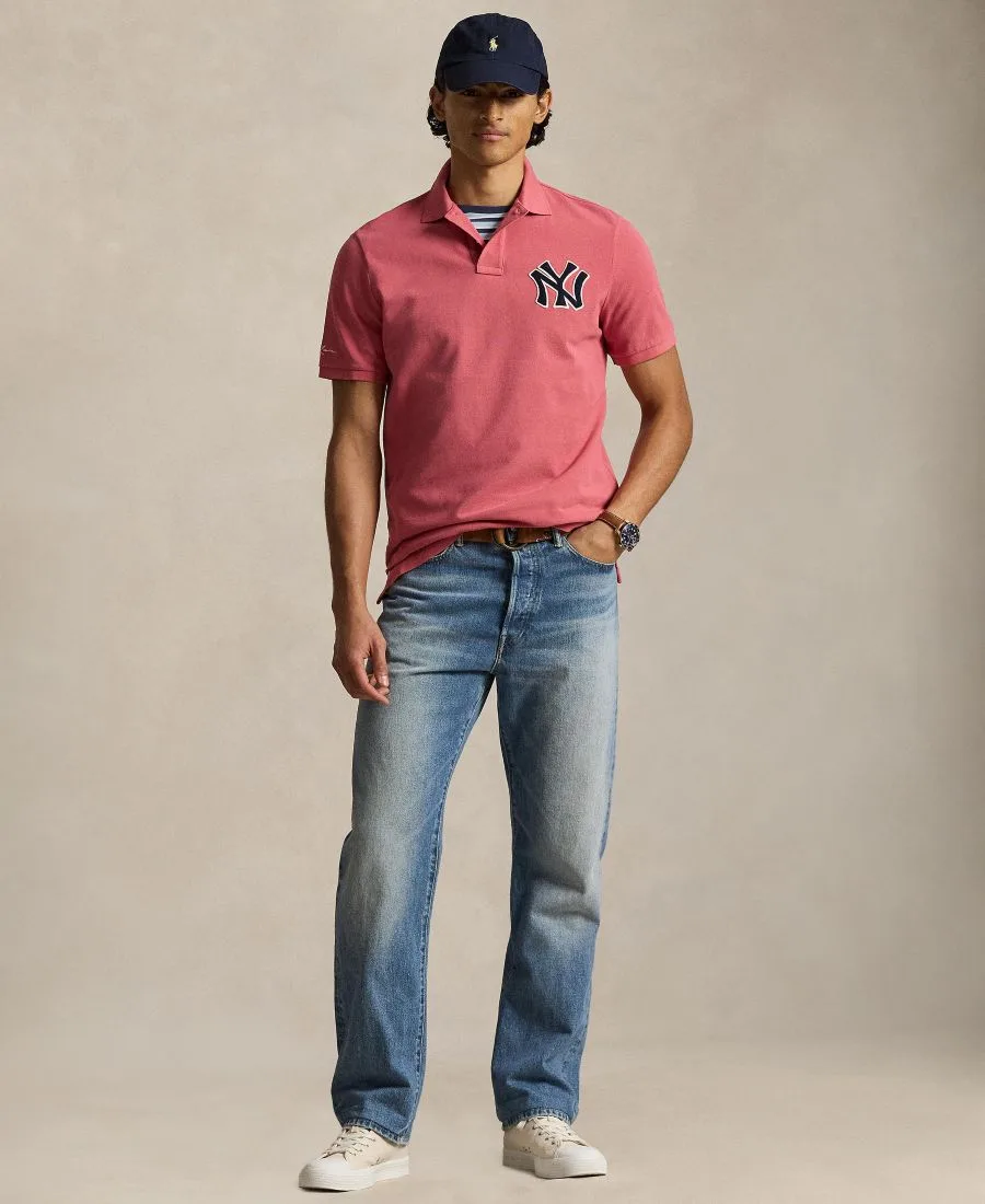 Мужская сетчатая рубашка-поло с логотипом Yankees Polo Ralph Lauren, Adirondack Berry — фото 2