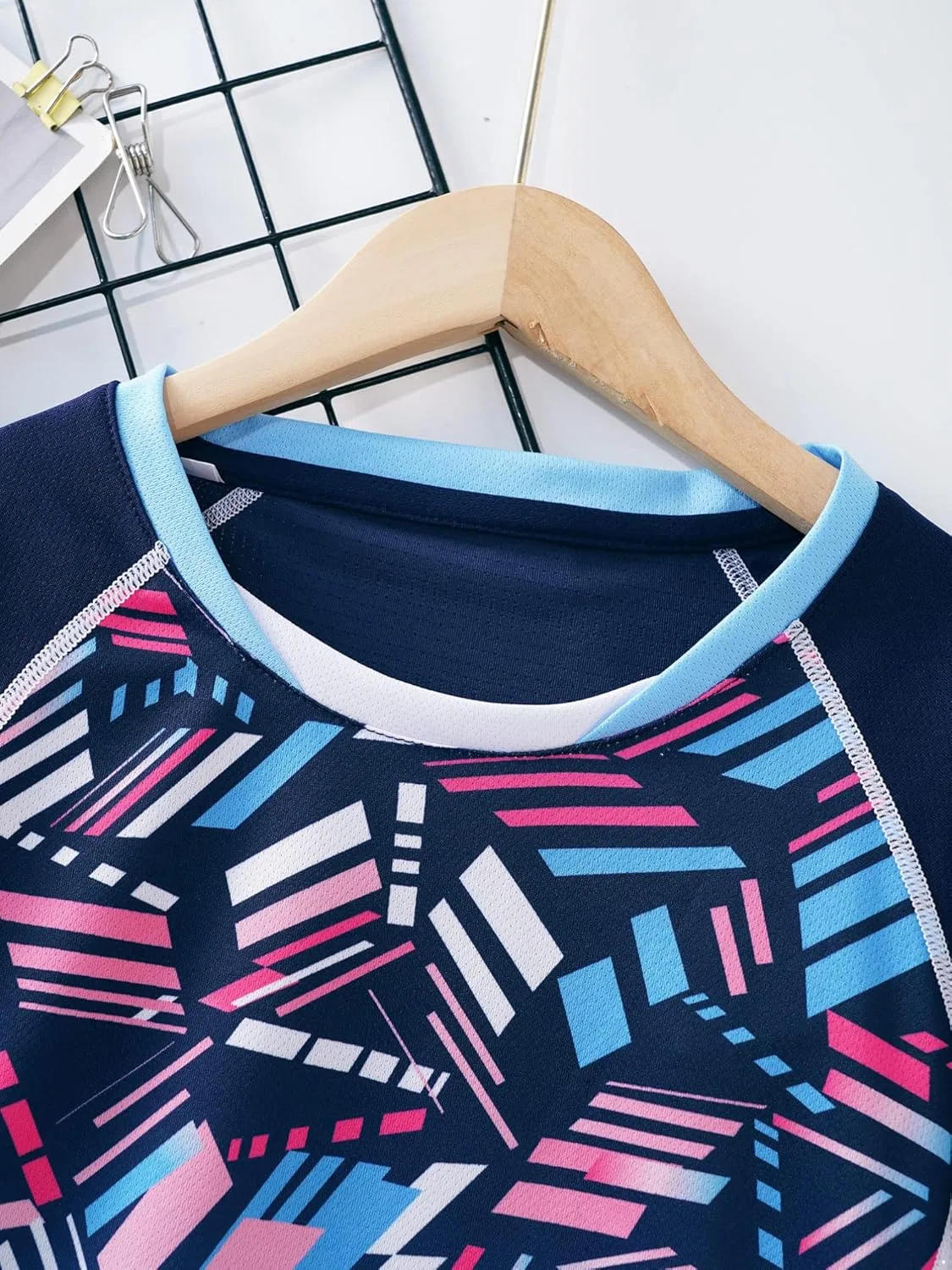 Детская футболка спортивная Jugaoge, дышащая, Navy Blue&blue — фото 2