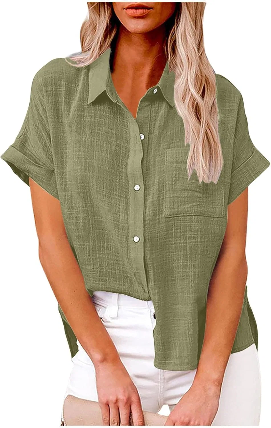 Топ для активного отдыха, льняной, бренд Generic, цвет 03-army Green