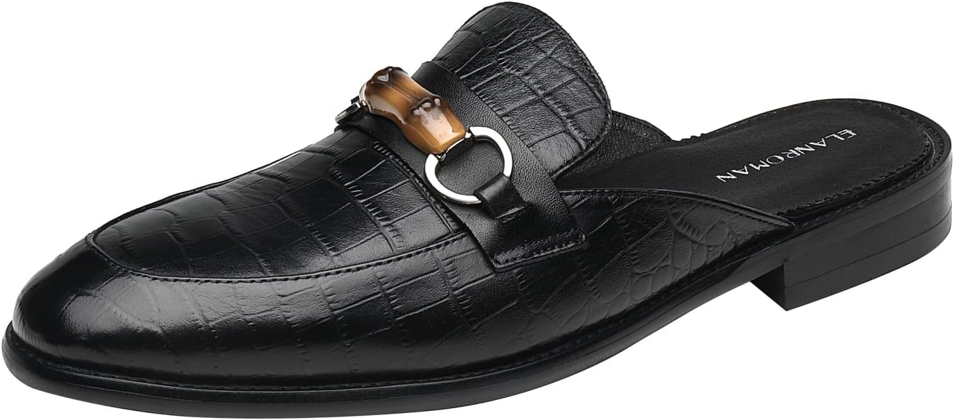 

Мужские лоферы ELANROMAN без задника, черные, из натуральной кожи, мюли, тапочки, обувь на легком надевании