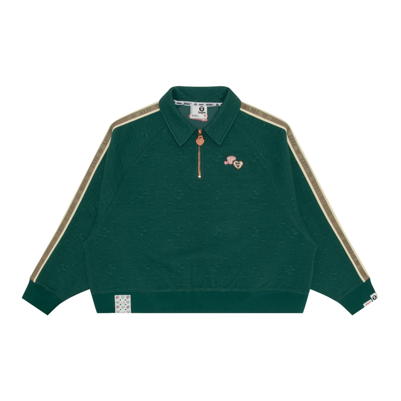 

Свитшот A Bathing APE Moonface Logo с молнией наполовину Aape, зеленый