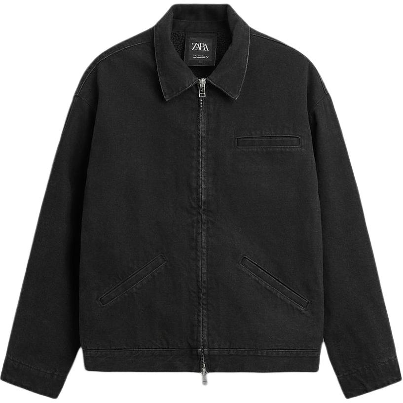 

ZARA Джинсовая куртка мужская черная, Black