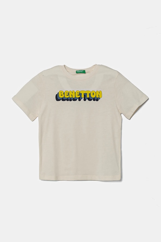 

Детская хлопковая футболка United Colors Of Benetton, бежевый