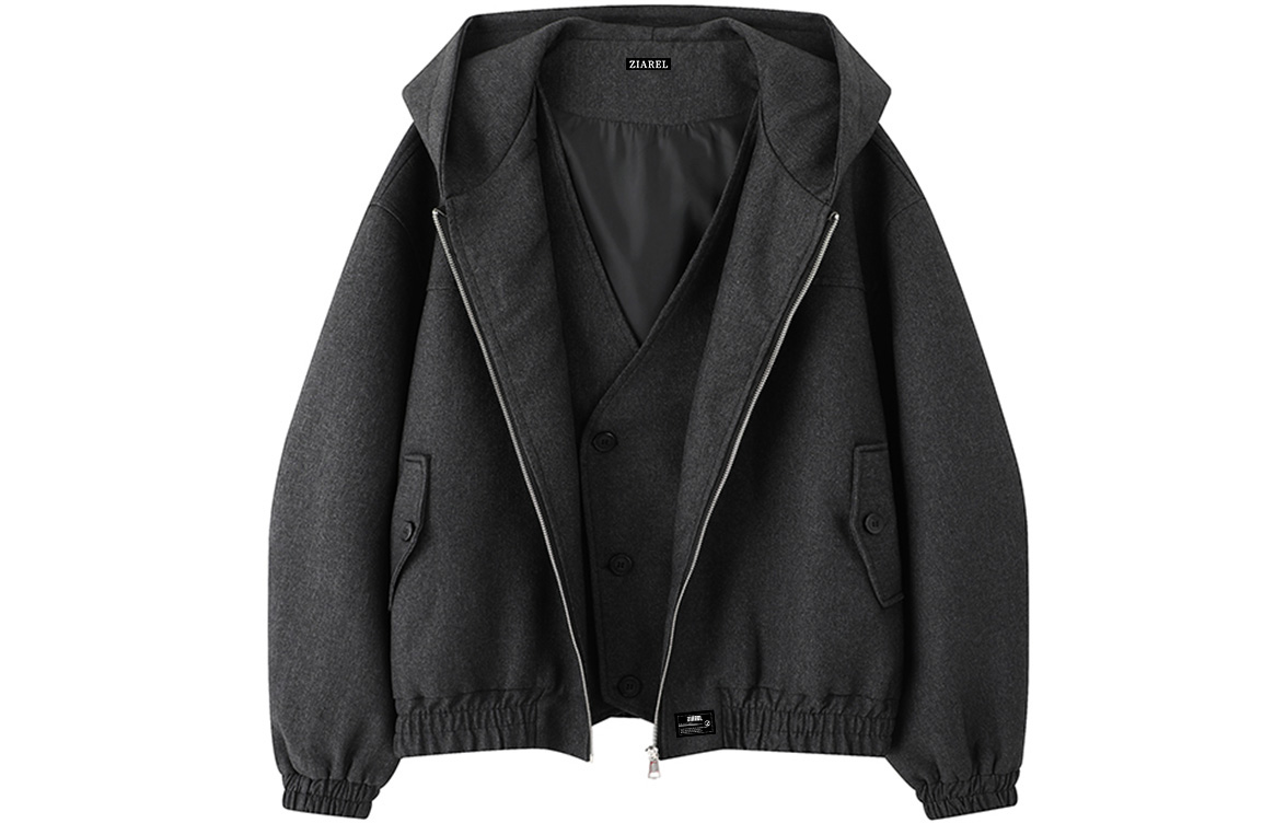 

Куртка Unisex Hooded Moderate Mock Two Piece ZIAREL, темно-серый[removable logo]