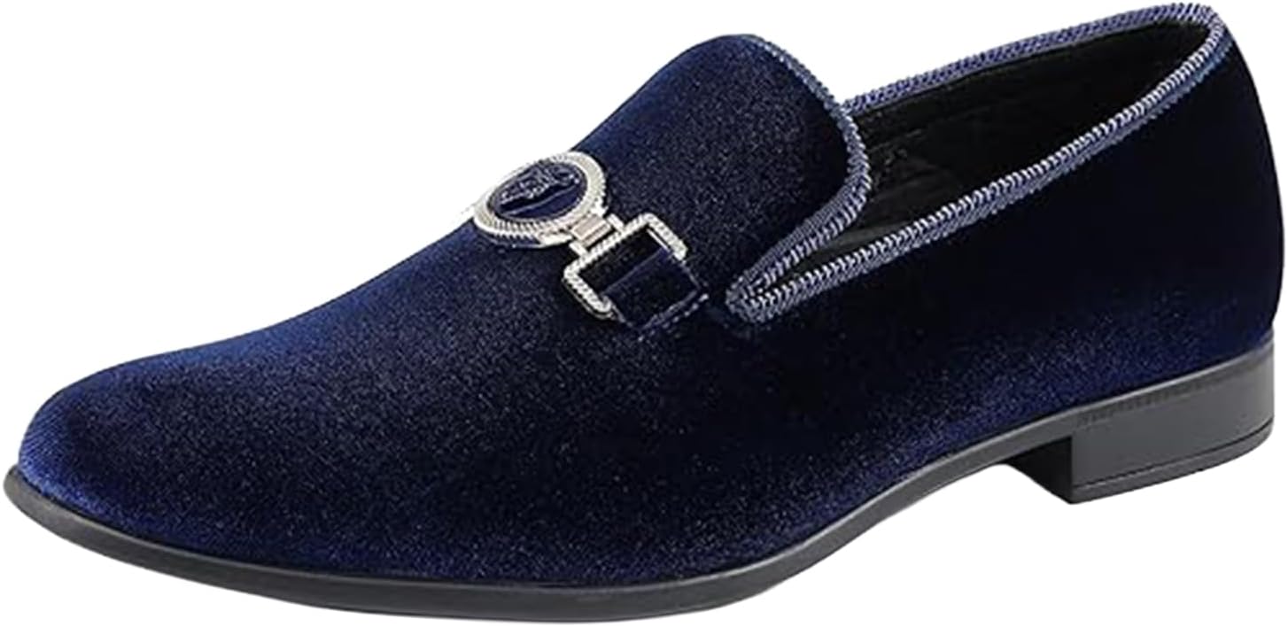 

Мужские лоферы Amali Velvet Slip-On с львиным декором, тапочки для смокинга, лоферы с металлической цепочкой, темно-синий