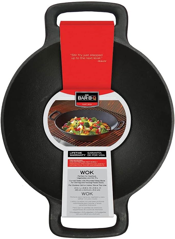 

Bar-B-Q Чугунный вок с 2 ручками для дома, черный Mr. Bar-B-Q, Black