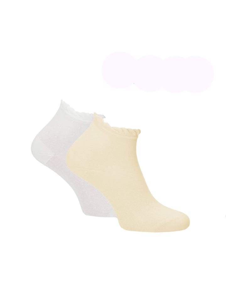 

Носки Tamaris Sneaker Söckchen Quarter Dots, цвет white und softlemon